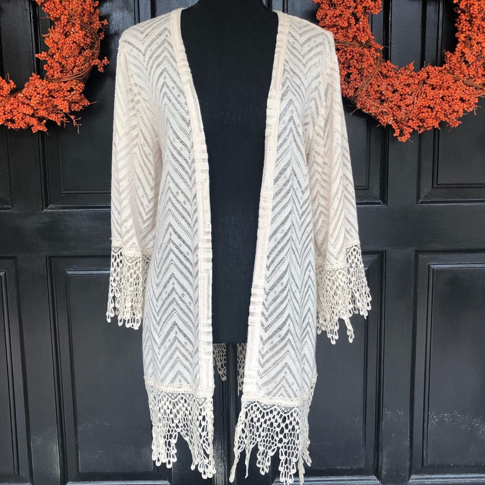 Crocheted Fringed Cardigan
